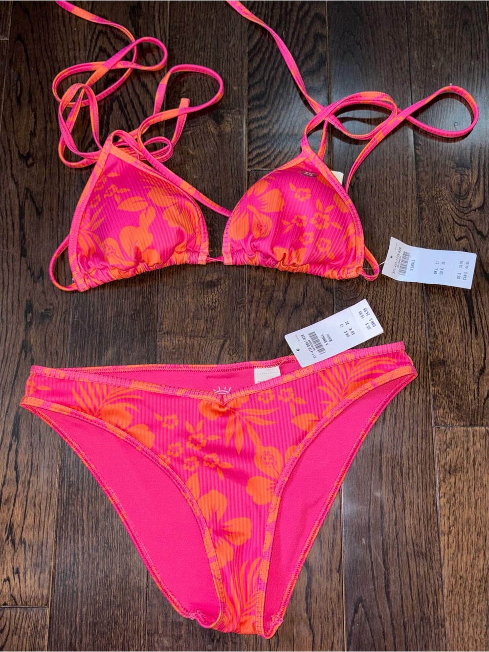 Hollister Bathing Suit BNWT: Hot Pink & Orange Floral Bikini Set